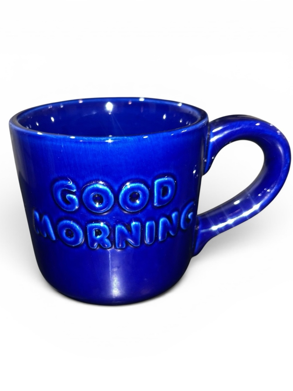 Good Morning Royal Blue Embossed Mug